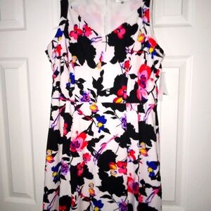 Signature by Robbie Bee 14 fit & flare tropical flower dress NWT